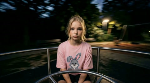 Spinning Playground Wheel at Night
