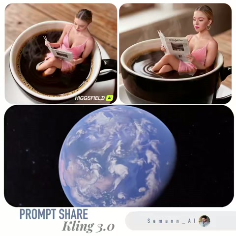 Miniature Woman in Coffee Cup