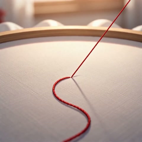 Red Thread Embroidery Tapestry
