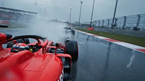 Ultra-Low Tracking Shot Front Wing Water Spray