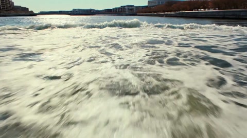 Superhero Flying Over City River