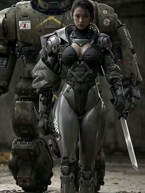 Cyberpunk Warrior with Mech