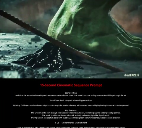 15-Second Cinematic Sequence: Green Giant Symbiote Fusion
