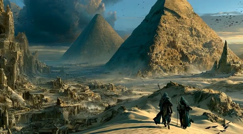 Ancient Pyramids Emerge from Desert Fog