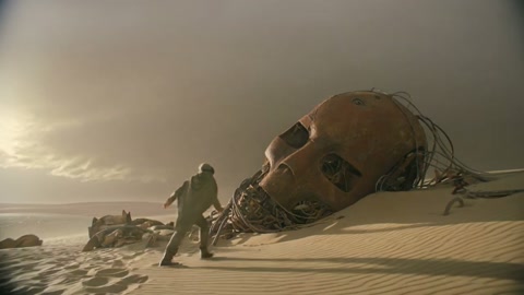 Kling 3.0 Desert Wasteland Decaying Mechs Scavenger Climbing Robot Head
