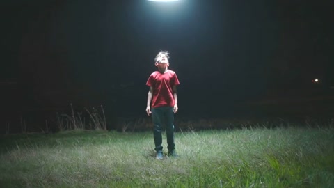 Child Lifted by UFO with Camera Follow
