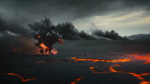 Tracking Shot Rider Armored Beast Volcanic Plain
