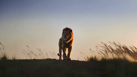 Multi Shot Male Lion Stands Alone