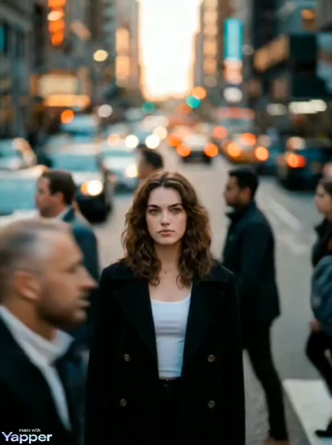 Young Woman Urban Street Crowd Portrait