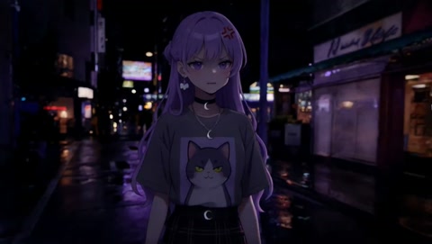 High Angle Girl in Dark Alley Scene