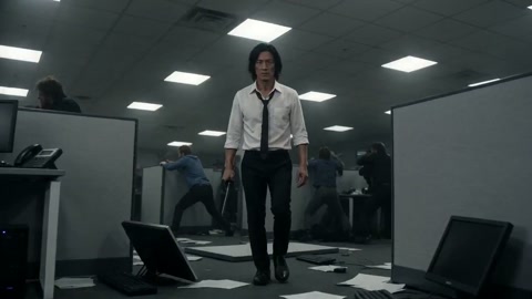 Viking vs Samurai Office Fight Sequence