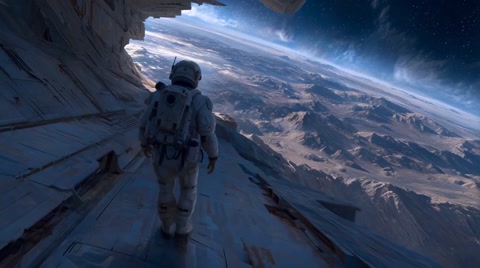 Astronaut Pauses Mid-Stride