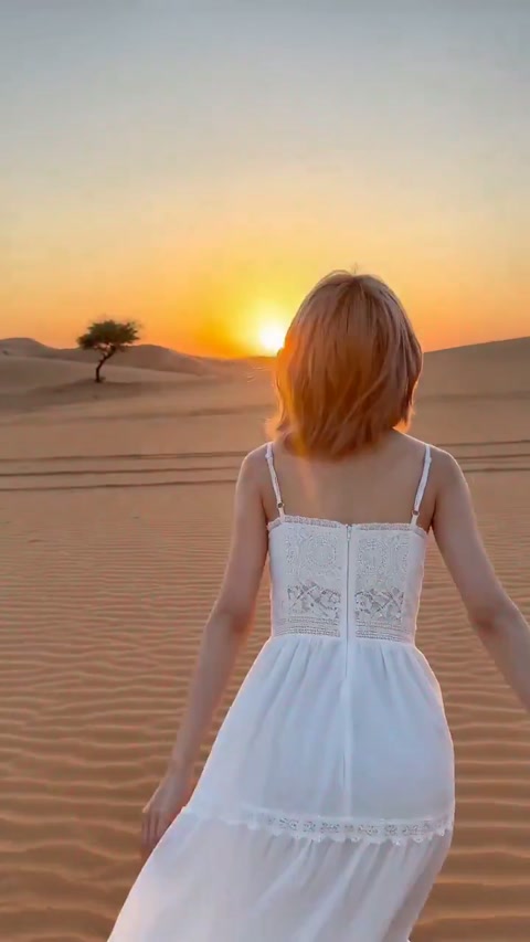 Desert Sunset Romantic Woman