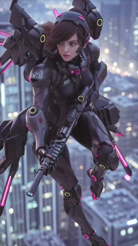 Cyberpunk Exosuit Flight