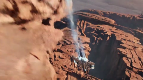 Wide Aerial Starship Canyon
