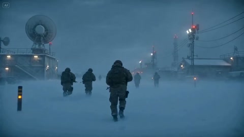 Armored Ice Wolf in Arctic Blizzard