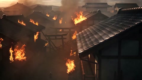 Anime Demon Slayer in Burning Feudal City