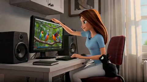 Cat Finn Watches Bird Video
