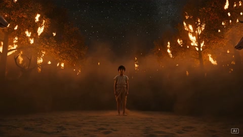 Child Surrounded by Flames