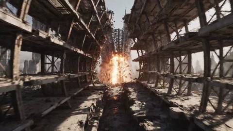 Collapsing Megastructure in Ruined City