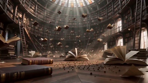 Flying Books Library Fantasy