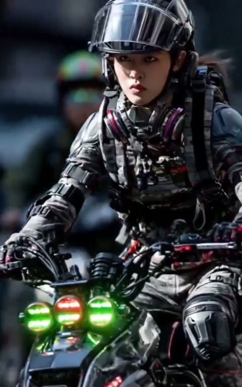 Cyberpunk Motorcycle Warrior