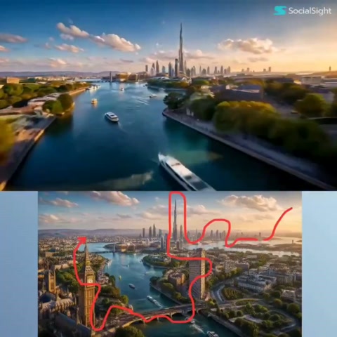 Cinematic Landmark Flight Dubai NY London