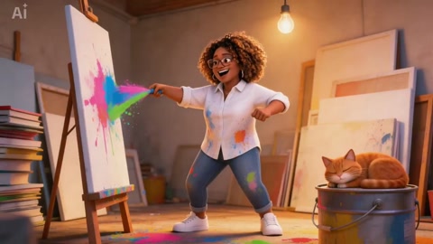 Artist Hands Gripping Paintbrush