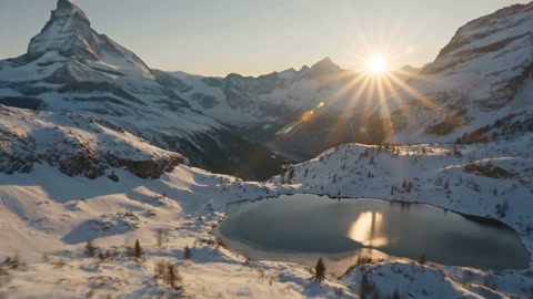 Sunrise Over Swiss Alps with Avalanche