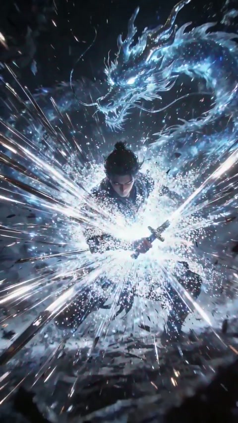 Ancient Swordsman with Ice Dragon