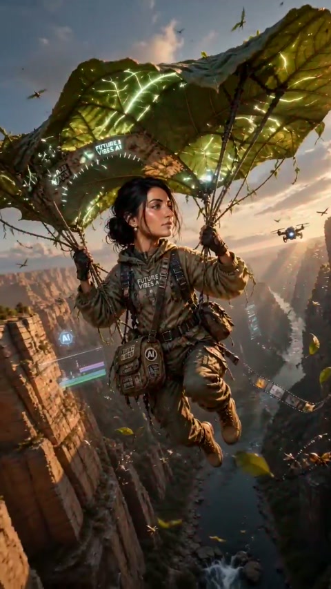 Flying Girl Leaf Parachute