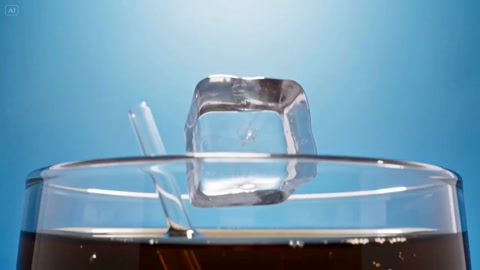 POV Ice Cube Melting in Soda