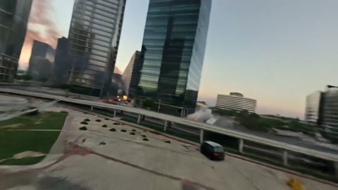 Wide Aerial Shot Over Modern City
