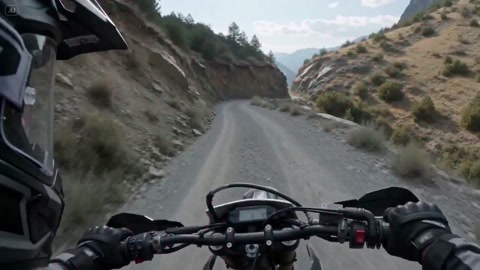 Motorcycle POV on Collapsing Cliff