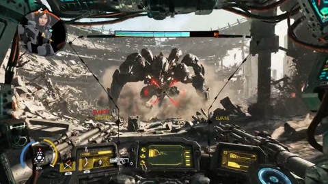 POV Mech Battle in Smoke-Filled Streets