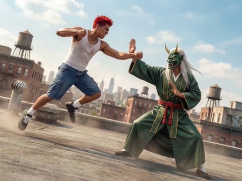 Intense Fight Between Fighter and Martial Artist