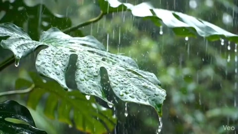 Ultra Realistic ASMR Rainfall Tropical Leaves
