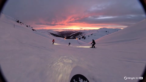 Snowboarding POV Twilight Run