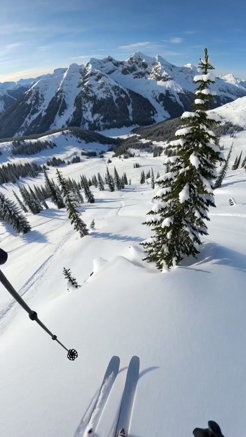 POV Skier Slaloming Down Mountain Slope