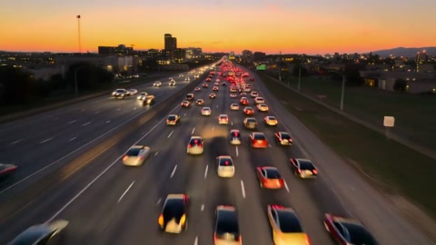 Wide Tracking Shot Busy Metropolitan Highway