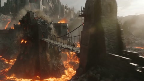 Knight Rescuing Dragon from Lava Fortress