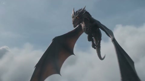 Dragon Diving Toward Castle with Fire Breath