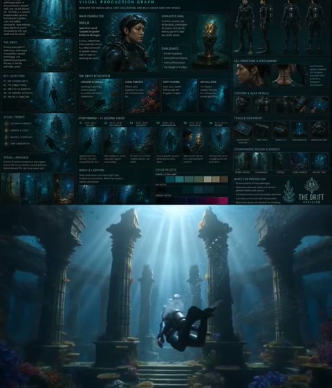 Underwater Ruin Character Scene