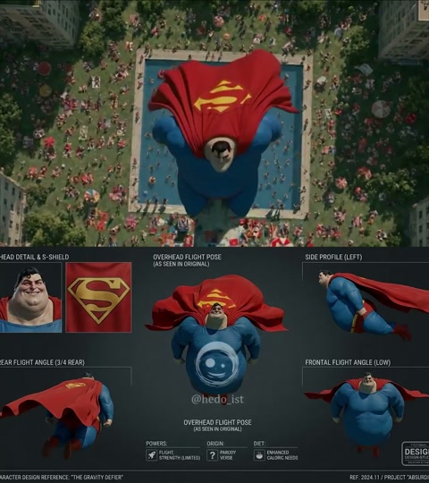 Fat Superhero Pool Splash