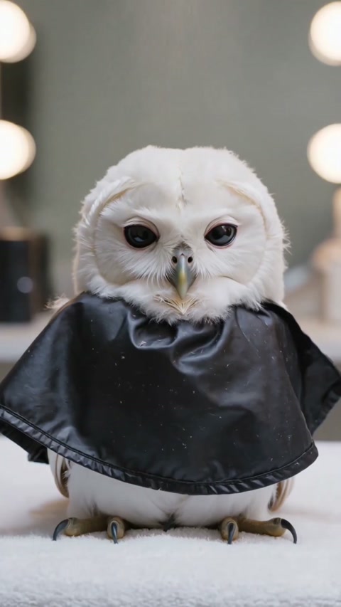 Cute Owl Haircut ASMR - Kling AI