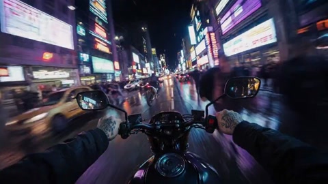 POV Dirt Bike Chase Through Neon City