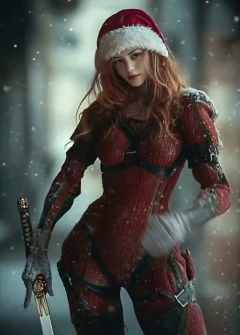 Fiery Katana in Snowy Alley