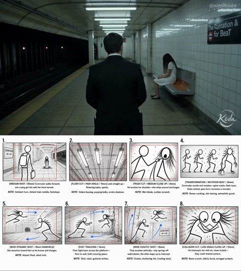 Action Horror Subway Storyboard