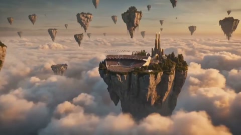 Flying Horse Race Above Clouds