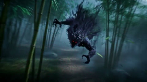 Shadow Monster vs Swordsman in Bamboo Forest